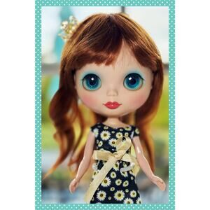 OOAK Custom Neo Blythe Fashion Doll Auburn Red Hair Mod Dress Takara USA Seller